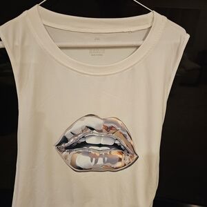 Stylish Cream Graphic Women's Top